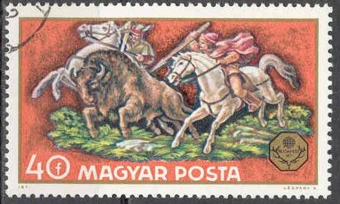 z vendido Hungria 1971 Scott 2066 Sello º Caza del Bisonte Hongrie Magyar Posta Ungarn Hungary Ungheria Hongarije Mi.2664 Yv.2152 